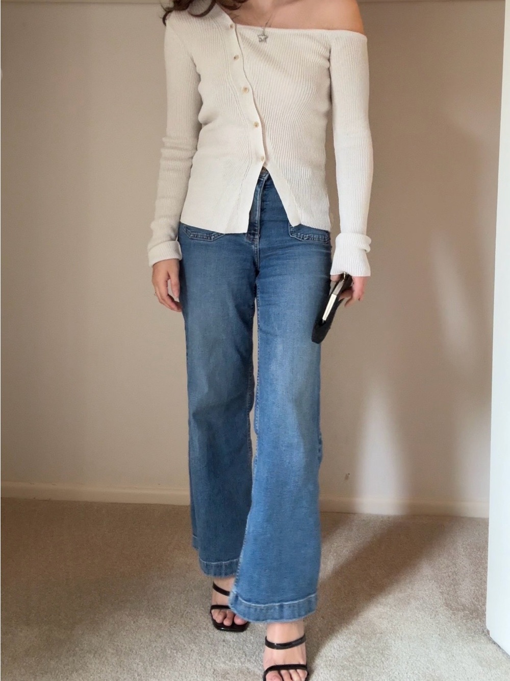 High-Rise Wide Leg Jeans in Blue - Women's Flare Denim